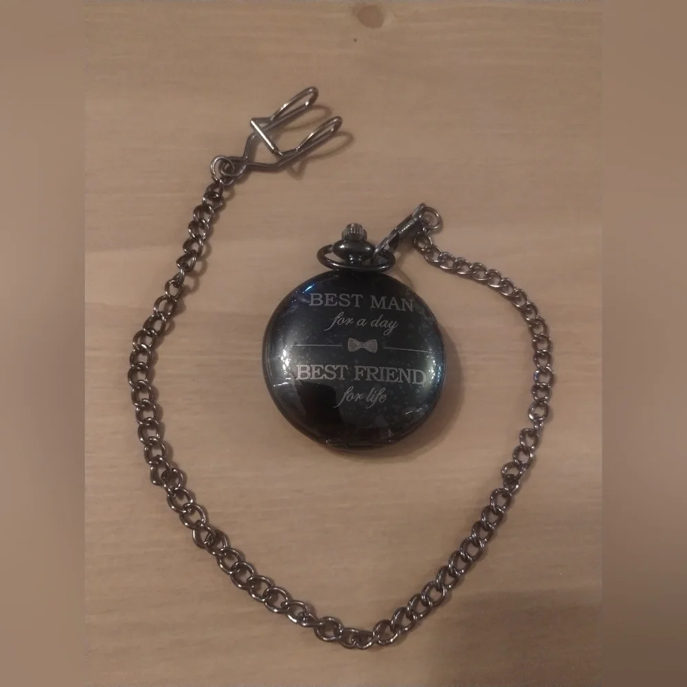 New Best Man Wedding Gift Men's Black Pocket Watch